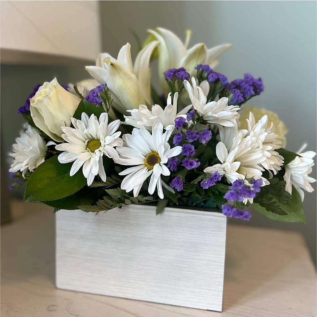 Beyond Blue Box Bouquet – LETITTE'S FLOWERS & GIFTS, Beaumont TX