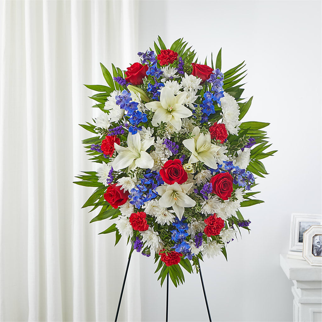 Cherished Service Standing Spray – LETITTE'S FLOWERS & GIFTS, Beaumont TX