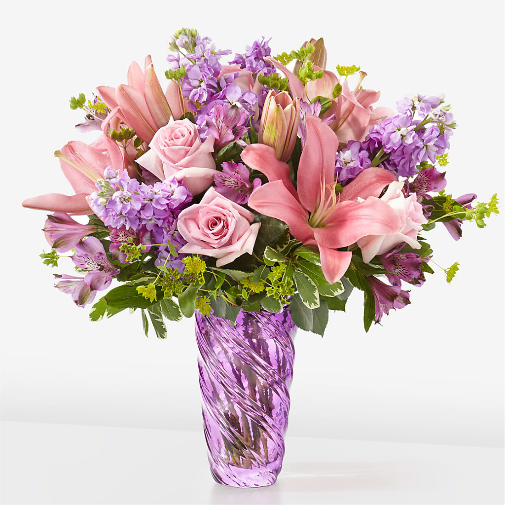 Precious Petals Bouquet with Luxe Swirl Vase – LETITTE'S FLOWERS & GIFTS, Beaumont TX