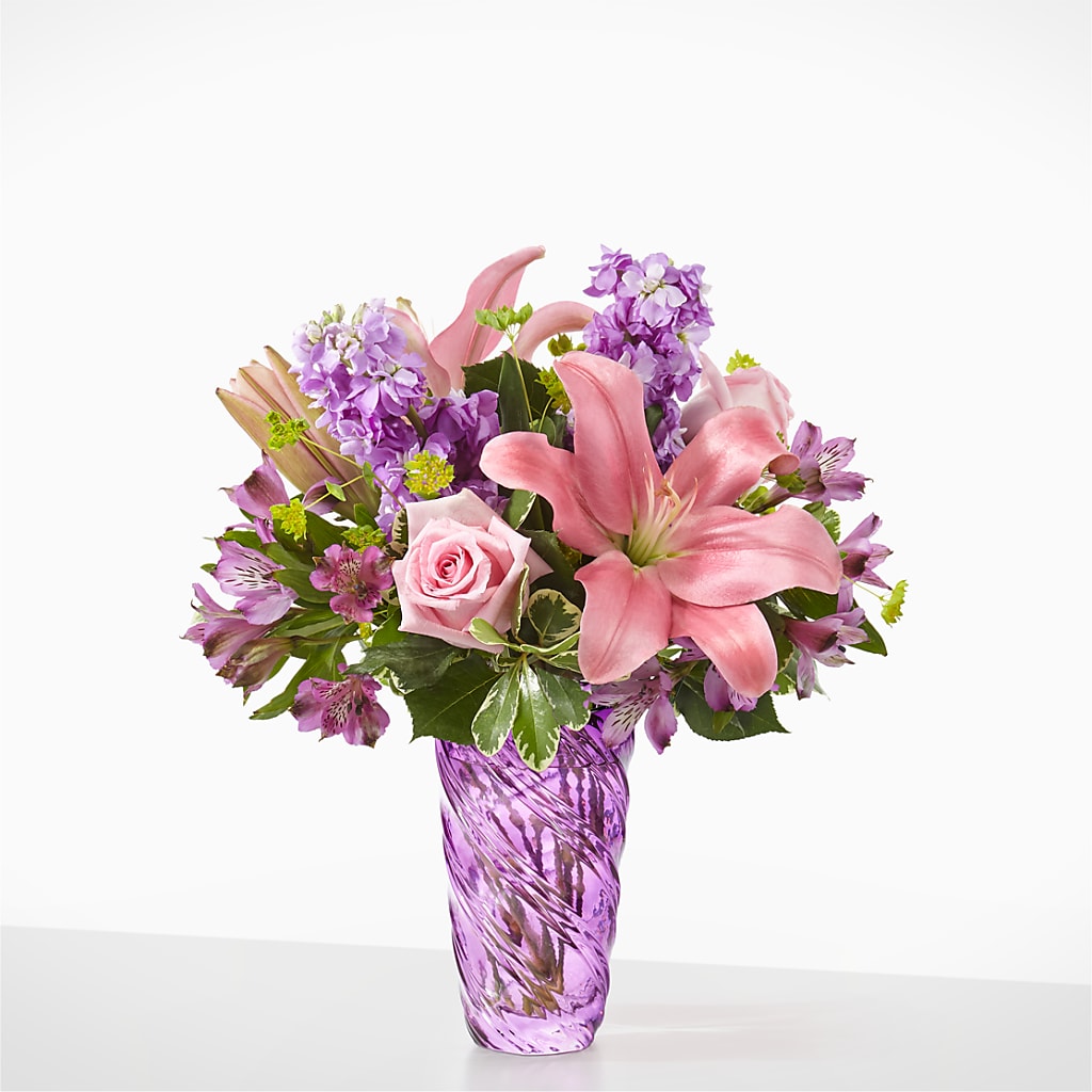 Precious Petals Bouquet with Luxe Swirl Vase – LETITTE'S FLOWERS & GIFTS, Beaumont TX