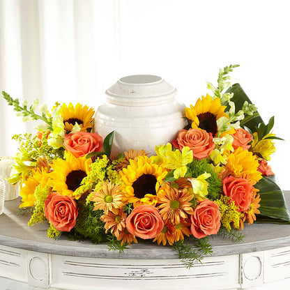 Faithful Sunflower Cremation Adornment – LETITTE'S FLOWERS & GIFTS, Beaumont TX