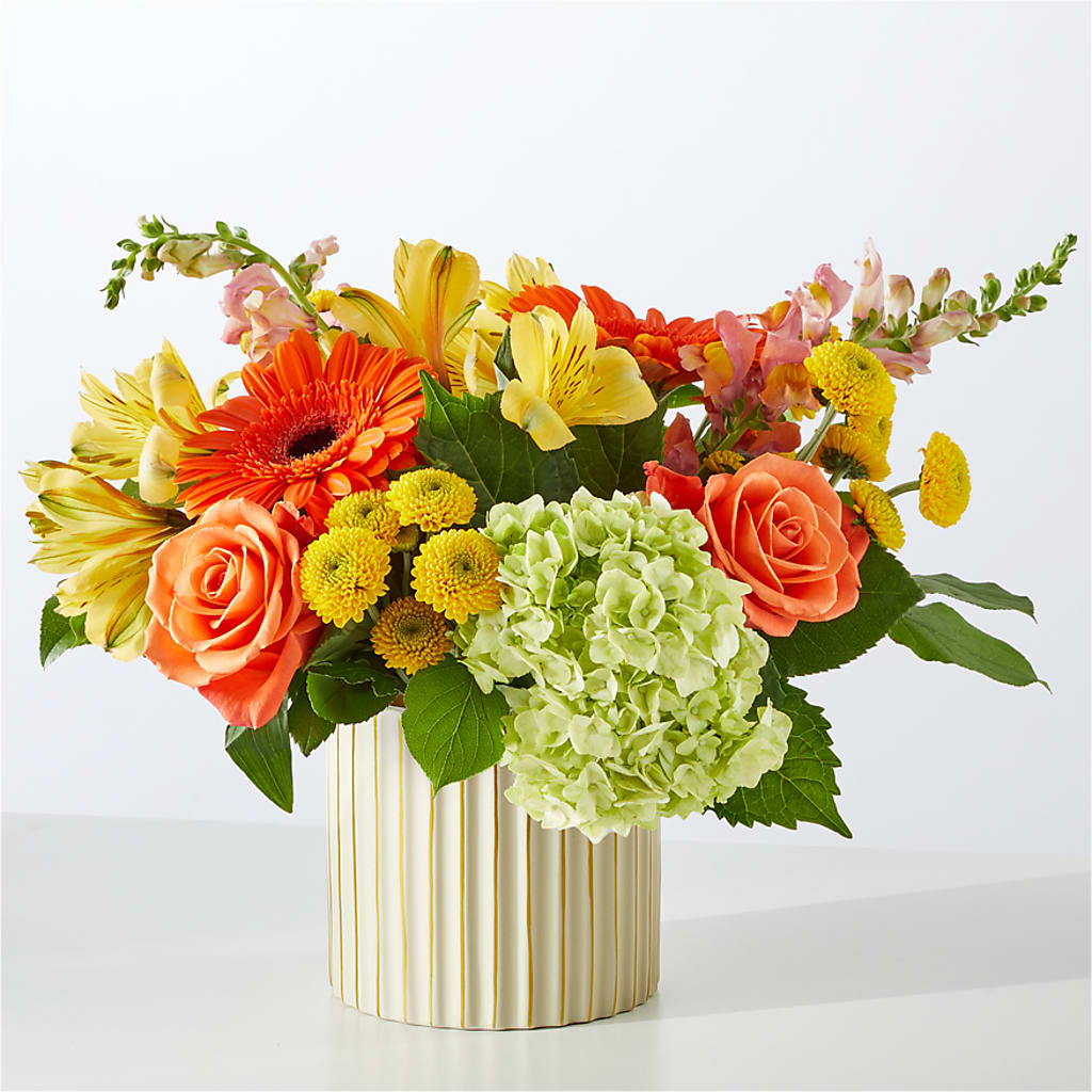 Autumn Sunshine Bouquet with Ivory Vase – LETITTE'S FLOWERS & GIFTS, Beaumont TX