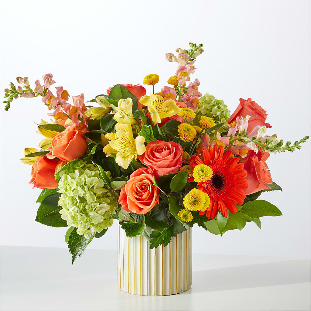 Autumn Sunshine Bouquet with Ivory Vase – LETITTE'S FLOWERS & GIFTS, Beaumont TX