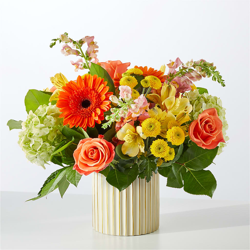 Autumn Sunshine Bouquet with Ivory Vase – LETITTE'S FLOWERS & GIFTS, Beaumont TX