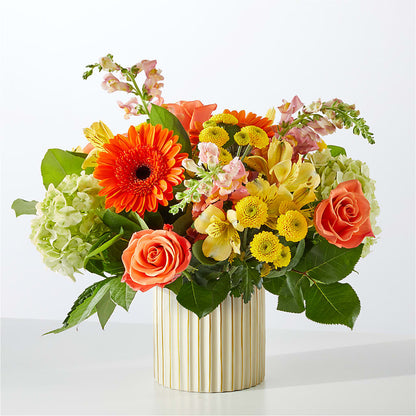 Autumn Sunshine Bouquet with Ivory Vase – LETITTE'S FLOWERS & GIFTS, Beaumont TX