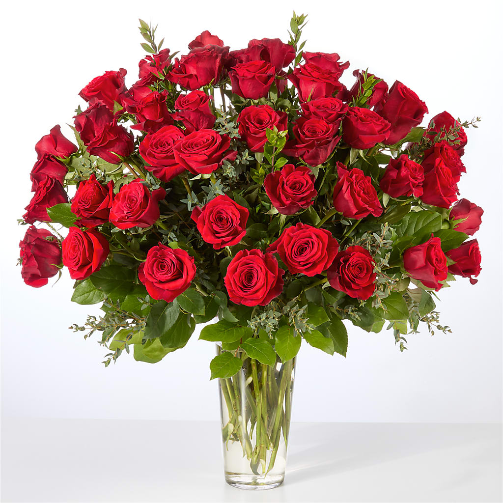 Forever Yours Fifty Stem Red Rose Bouquet – LETITTE'S FLOWERS & GIFTS, Beaumont TX