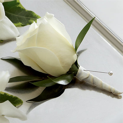 White Rose Boutonniere – LETITTE'S FLOWERS & GIFTS, Beaumont TX